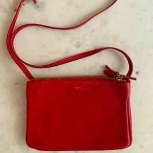 CELINE Small Trio Crossbody Bag in Red